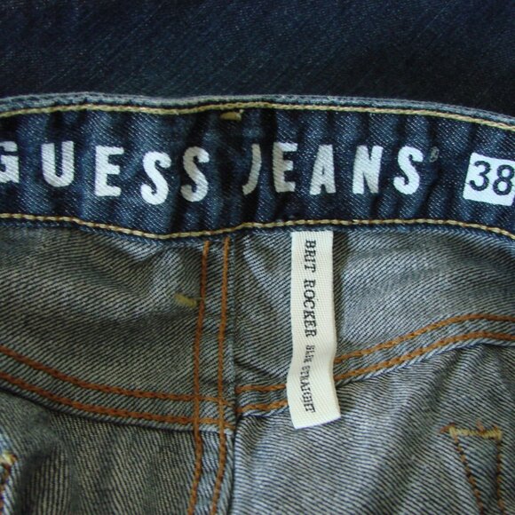 Guess Jeans Brit Rocker Slim Straight Dark Wash Mens Size 38 x 32 - Picture 5 of 16